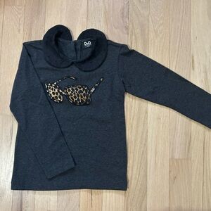 Girls D&G Junior Charcoal Gray Top with lace collar